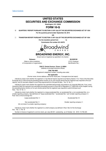 Thumbnail Broadwind 10-Q Quarterly Report FY 