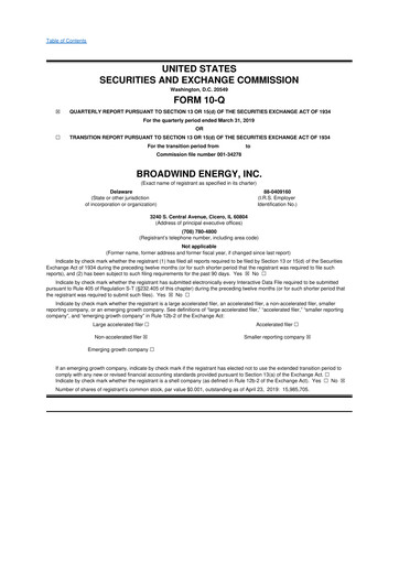 Thumbnail Broadwind 10-Q Quarterly Report FY 