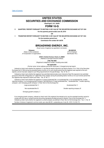 Thumbnail Broadwind 10-Q Quarterly Report FY 