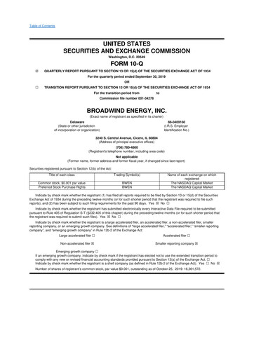Thumbnail Broadwind 10-Q Quarterly Report FY 