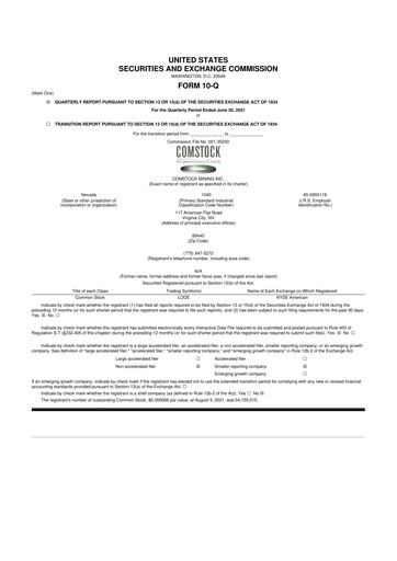 Thumbnail Comstock Inc. 10-Q Quarterly Report FY2021 
