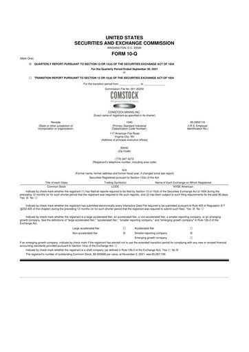Thumbnail Comstock Inc. 10-Q Quarterly Report FY2021 