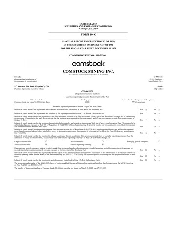 Thumbnail Comstock Inc. 10-K Annual Report 2021