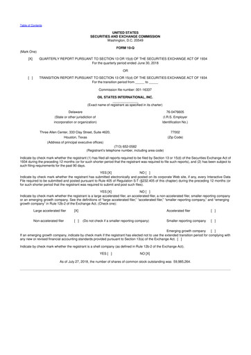 Thumbnail Oil States International
 10-Q Quarterly Report FY 