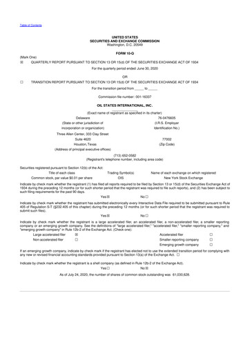 Thumbnail Oil States International
 10-Q Quarterly Report FY 