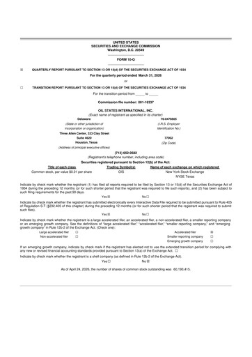 Thumbnail Oil States International
 10-Q Quarterly Report FY 