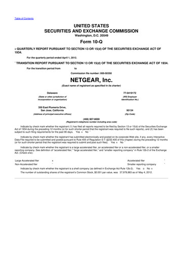 Miniature NETGEAR 10-Q Rapport trimestriel 2012 
