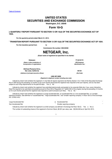 Miniature NETGEAR 10-Q Rapport trimestriel 2013 