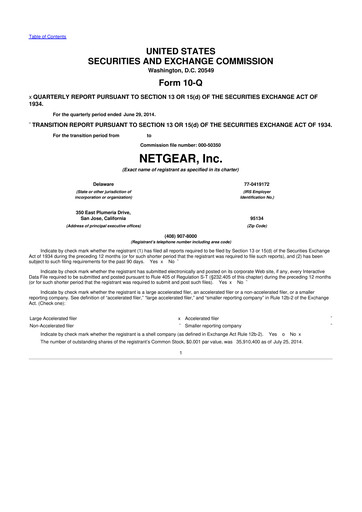 Miniature NETGEAR 10-Q Rapport trimestriel 2014 