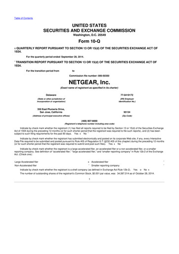 Miniature NETGEAR 10-Q Rapport trimestriel 2014 