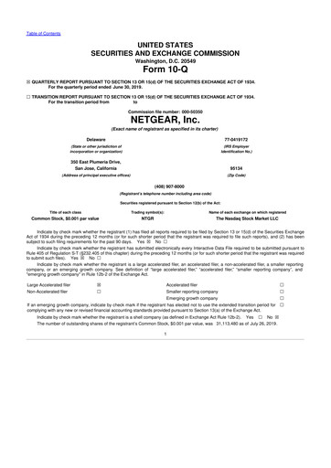 Miniature NETGEAR 10-Q Rapport trimestriel 2019 