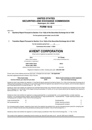 Miniature Avient 10-Q Rapport trimestriel 2020 