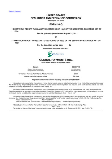 Thumbnail Global Payments 10-Q Quarterly Report FY2011 