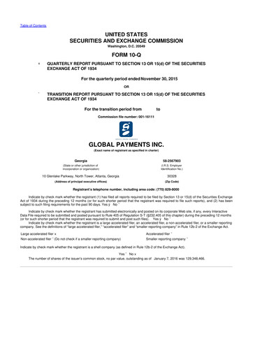 Thumbnail Global Payments 10-Q Quarterly Report FY2016 