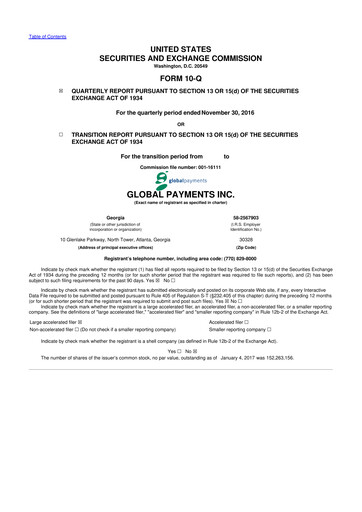 Thumbnail Global Payments 10-Q Quarterly Report FY2017 
