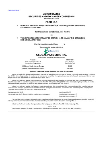 Thumbnail Global Payments 10-Q Quarterly Report FY2017 