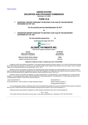 Thumbnail Global Payments 10-Q Quarterly Report FY2017 