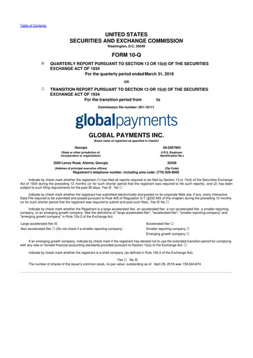 Thumbnail Global Payments 10-Q Quarterly Report FY2018 