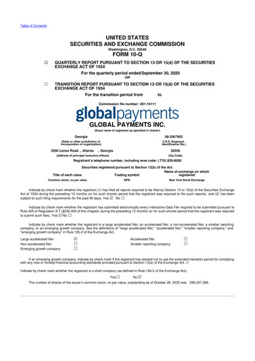 Thumbnail Global Payments 10-Q Quarterly Report FY2020 