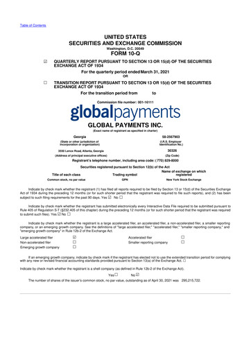 Thumbnail Global Payments 10-Q Quarterly Report FY2021 