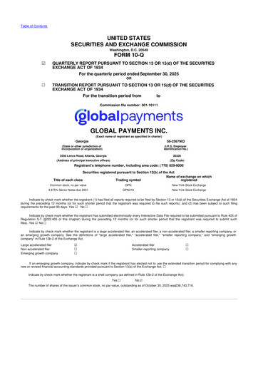Thumbnail Global Payments 10-Q Quarterly Report FY2025 