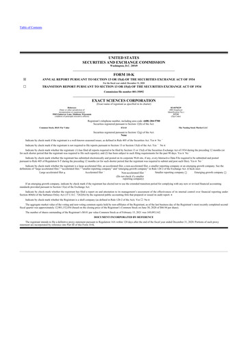 Thumbnail Exact Sciences 10-K Annual Report 2020