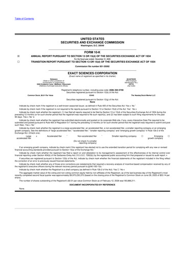 Thumbnail Exact Sciences 10-K Annual Report 2025