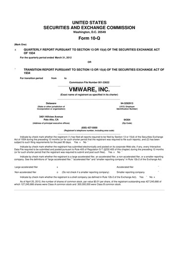 Miniature Vmware 10-Q Rapport trimestriel 2012 