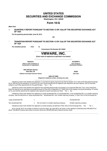 Miniature Vmware 10-Q Rapport trimestriel 2012 