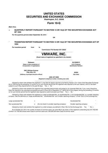 Miniature Vmware 10-Q Rapport trimestriel 2012 
