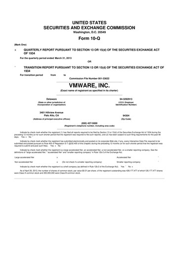 Miniature Vmware 10-Q Rapport trimestriel 2013 