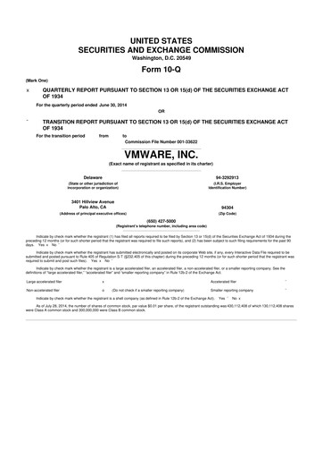 Miniature Vmware 10-Q Rapport trimestriel 2014 