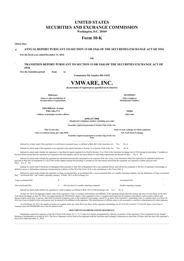 Thumbnail Vmware 10-K Annual Report 2014