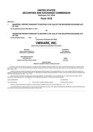 Miniature Vmware 10-Q Rapport trimestriel 2015 