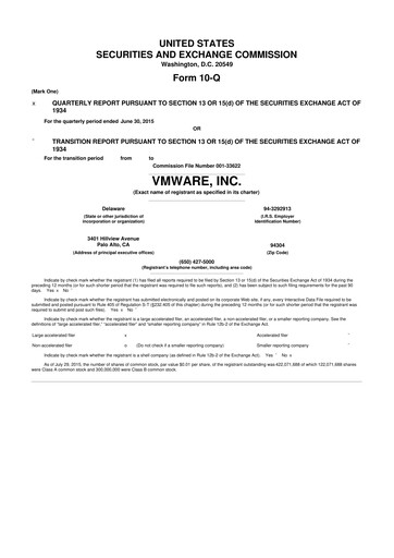 Miniature Vmware 10-Q Rapport trimestriel 2015 