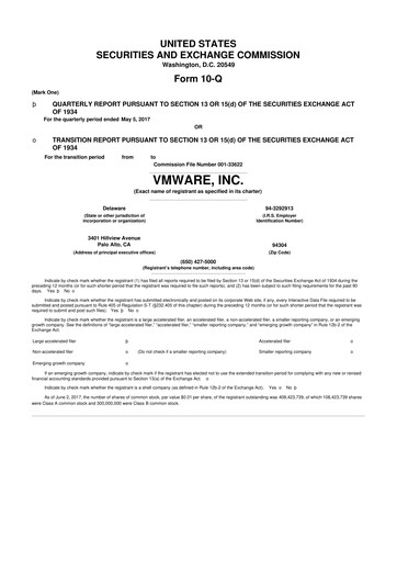 Miniature Vmware 10-Q Rapport trimestriel 2018 