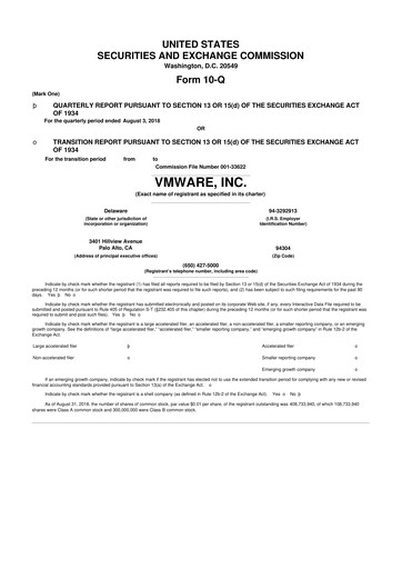 Miniature Vmware 10-Q Rapport trimestriel 2019 