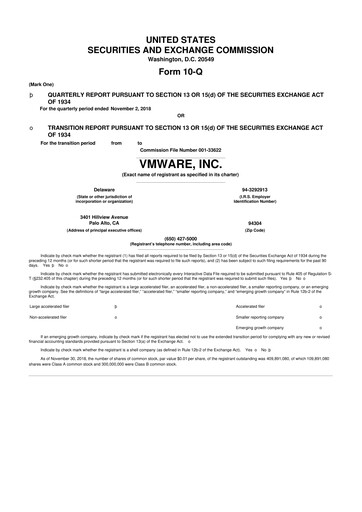 Miniature Vmware 10-Q Rapport trimestriel 2019 