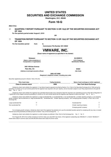 Miniature Vmware 10-Q Rapport trimestriel 2020 