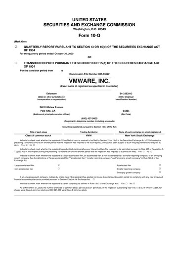 Miniature Vmware 10-Q Rapport trimestriel 2021 