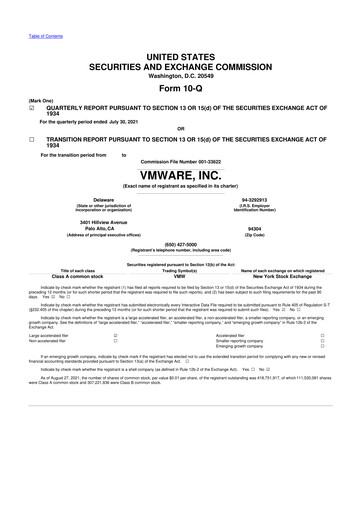 Miniature Vmware 10-Q Rapport trimestriel 2022 