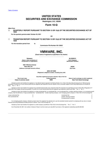 Miniature Vmware 10-Q Rapport trimestriel 2022 