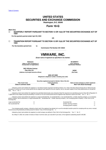Miniature Vmware 10-Q Rapport trimestriel 2023 