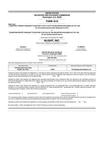 Thumbnail nLIGHT 10-Q Quarterly Report FY2019 