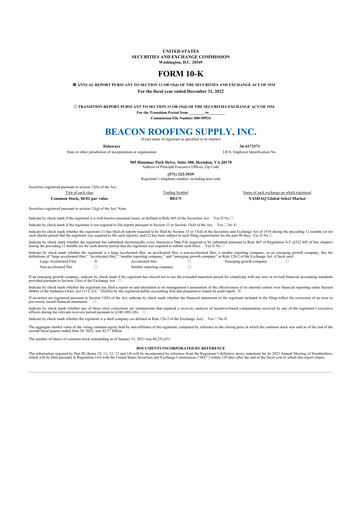 Miniature Beacon Roofing Supply 10-K Rapport annuel 2022