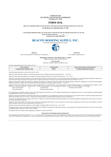 Miniature Beacon Roofing Supply 10-K Rapport annuel 2023