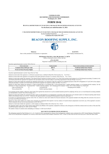 Miniature Beacon Roofing Supply 10-K Rapport annuel 2024