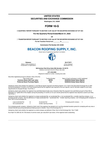 Vorschaubild Beacon Roofing Supply 10-Q Quartalsbericht 2025 