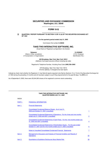 Miniature Take-Two Interactive
 10-Q Rapport trimestriel  