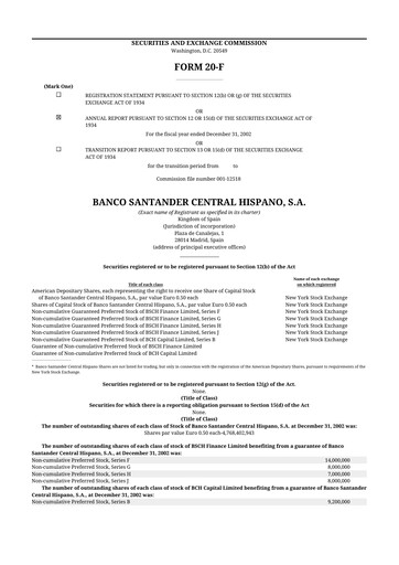 Vorschaubild Santander 20-F Jahresbericht 